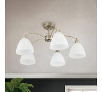 ORION 5-bulb ceiling lamp Kinga with antique brass look