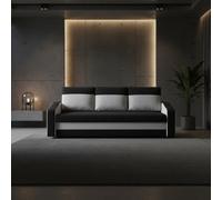 Orion A Compact Upholstered Sofa Bed With Storage Pull Out Guest Bed In Black And Cream