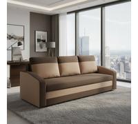 Orion A Compact Upholstered Sofa Bed With Storage Pull Out Guest Bed In Brown And Light Brown