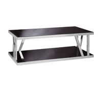 orion black glass top coffee table with chrome frame