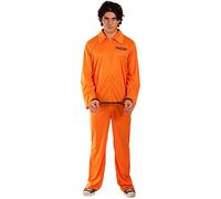 Orion Costumes Mens Convict Jumpsuit Prisoner Outfit Halloween Fancy Dress Costume, Orange, Standard
