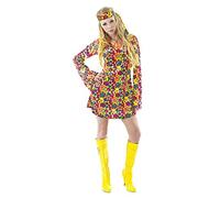 Orion Costumes Womens 60s 70s Hippy Multicolour Floral Festival Fancy Dress Costume, Orange, Purple, M