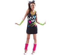 ORION COSTUMES Women's I Love the 80s Short Neon Retro Fancy Dress Costume