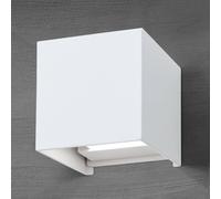 ORION Cube LED outdoor wall light, white, metal, 10 cm, up/down
