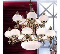ORION Delia chandelier, brass-coloured Ø 100 cm, 16-light, glass