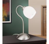 ORION Doma table lamp, satin nickel, height 30 cm, glass