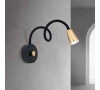 ORION Dotty wall light, brass-coloured, flexible arm, dimmer, GU10