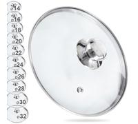 ORION Glass Lid with Stainless Steel Ring for Pot / Pan 200 °C Heat Resistant Glass Diameter 14, 16, 18, 20, 22, 24, 26, 28, 30 cm (26 cm)