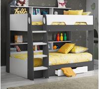 Orion Grey And White Wooden Storage Bunk Bed Frame Only - 3Ft Single