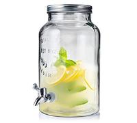 Orion Group Retro Glass Drinks Dispenser, 5.5L, With Tap and Lid, Metal and Plastic Accents
