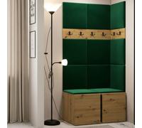 Orion I Hallway Set Artisan Oak Shoe Cabinet Hangers Green Panels