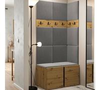 Orion I Hallway Set Artisan Oak Shoe Cabinet Hangers Grey Panels