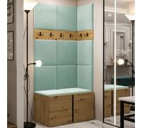 Orion I Hallway Set Artisan Oak Shoe Cabinet Hangers Mint Panels