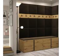 Orion Ii Hallway Set Artisan Oak Shoe Cabinet Hangers Brown Panels
