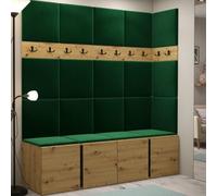 Orion Ii Hallway Set Artisan Oak Shoe Cabinet Hangers Green Panels