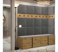 Orion Ii Hallway Set Artisan Oak Shoe Cabinet Hangers Grey Panels