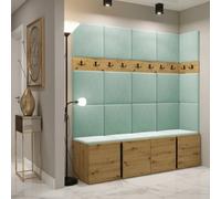 Orion Ii Hallway Set Artisan Oak Shoe Cabinet Hangers Mint Panels