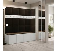 Orion Ii Hallway Set White Shoe Cabinet Hangers Brown Panels