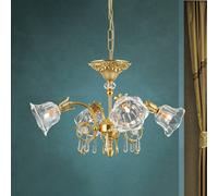 ORION La Boheme pendant light, gold, 4-bulb, crystal glass