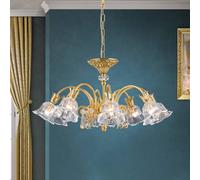 ORION La Boheme pendant light, gold, 8-bulb, crystal glass