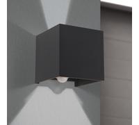 ORION LED outdoor wall light Cube-S, anthracite, metal, sensor