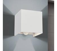 ORION LED outdoor wall light Cube-S, white, metal, motion detector