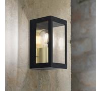 ORION Lumina outdoor wall light, black and gold, stainless steel, glass, IP44