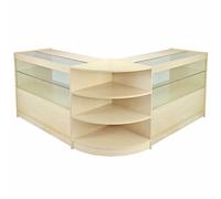 Retail Counter Maple Shop Display Storage Cabinets Glass Shelves Showcase Orion