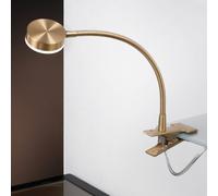 ORION Mira LED clip-on light, flexible arm, gold