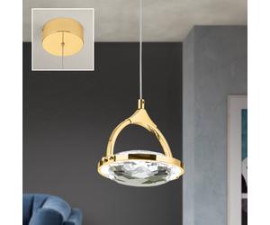 ORION Moon LED pendant, K9 crystal glass, 1-bulb, gold