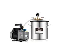 ORION MOTOR TECH 11.4 L Vacuum Chamber with Pump Kit, 3.5 cfm Vacuum Pump and Chamber Kit with Tempered Glass Lid 5 ft Hose, Vacuum Degassing Chamber Kit for Stabilizing Wood Degassing Silicone Resin