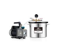 ORION MOTOR TECH 7.6L Vacuum Chamber with Pump Kit, 3.5 cfm Vacuum Pump and Chamber Kit with Tempered Glass Lid 5 ft Hose, Vacuum Degassing Chamber Kit for Stabilizing Wood Degassing Silicone Resin