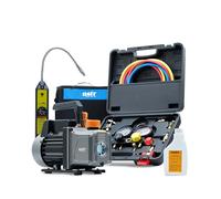 Orion Motor Tech AC Vacuum Pump and Gauge Set, 1/3 hp 4 cfm Vacuum Pump Manifold Gauge Kit with Leak Detector 4 Hoses & Accessories for R134a R22 R410a, A/C Vacuum Pump Kit for Auto HVAC Systems