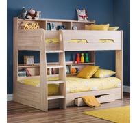 Orion - Kids Oak Bunk Bed -with Storage - Single - 3ft - Happy Beds