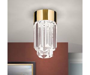 ORION Prism LED ceiling light crystal glass Ø 10 cm gold