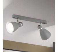 ORION School ceiling spotlight, two-bulb, grey