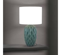 ORION Tortuga table lamp, green/white, height 49.5 cm, ceramic/linen