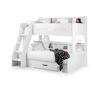 Orion White Wooden Storage Triple Sleeper Bunk Bed Frame