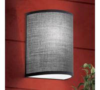 ORION Ufo wall light with a grey linen lampshade