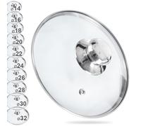 ORION Universal Glass Pot Lid - Stainless Steel Ring, Heat-Resistant, 18 cm (14-30 cm)