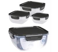 OrionMart 3pcs Food Storage Containers with Lids Airtight & Reusable - Plastic BPA-Free 100% Leak Proof Freezer Microwave Safe Square Stackable Boxes