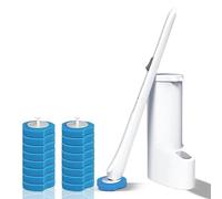 OrionMart Disposable Toilet Brush and Holder Bathroom Cleaner Kit with 16 Wand Replacement Heads - Disposable Touch Free & Hygienic Bathroom Accessory for Sparkling Toilet Bowl