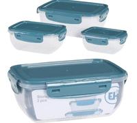 OrionMart Food Storage Containers with Lids Rectangular Plastic Lunch Boxes Set of 3 Fridge/Freezer Organiser Stackable | Air Tight Food Storage Containers BPA Free