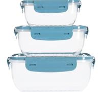 OrionMart Food Storage Containers with Lids Rectangular Plastic Lunch Boxes Set of 3 Fridge/Freezer Organiser Stackable | Air Tight Food Storage Containers BPA Free