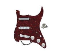 OriPure 3-ply SSS Dual Rail Pickups Loaded Prewired Pickguards Alnico 5 Guitar Pickguard Set with 5 Way Switch for ST 11 Hole Electric Guitar Red Tortoise