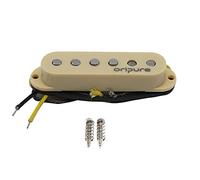 OriPure Bridge Pickup Vintage Alnico 5 Single Coil Pickups 52mm Spacing Staggered Pole Pieces for Stratocaster/Squier Style Electric Guitar, Cream