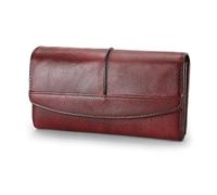 ORIREAL Wallets for Women Large Capacity Leather Clutch Wallet Card Organizer Women's Purse, Trifold Wallet - Red, Classic