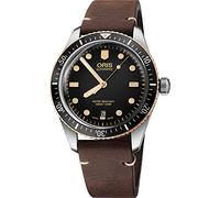 Oris Divers 73377074354LSDRKBRN Men's Watch with Black Leather Strap