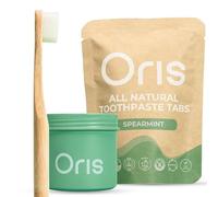 Oris Starter Bundle - 1 Month Supply: Natural Toothpaste Tablets | Fluoride-Free, Travel-Friendly, Kid-Safe with Enamel-Strengthening Nanohydroxyapatite (62 Count (Pack of 1), Spearmint)