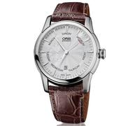 Oris Watch Artelier Small Second Pointer Day Date Crocodile - Silver OR-725
